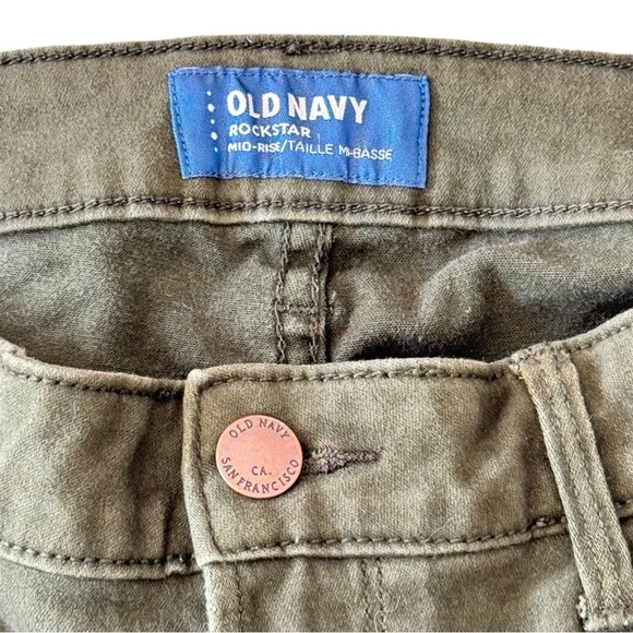 Old Navy Rockstar Olive Green Mid Rise Size 6 Reg Skinny Jeans Cotton/Spandex - Picture 4 of 5